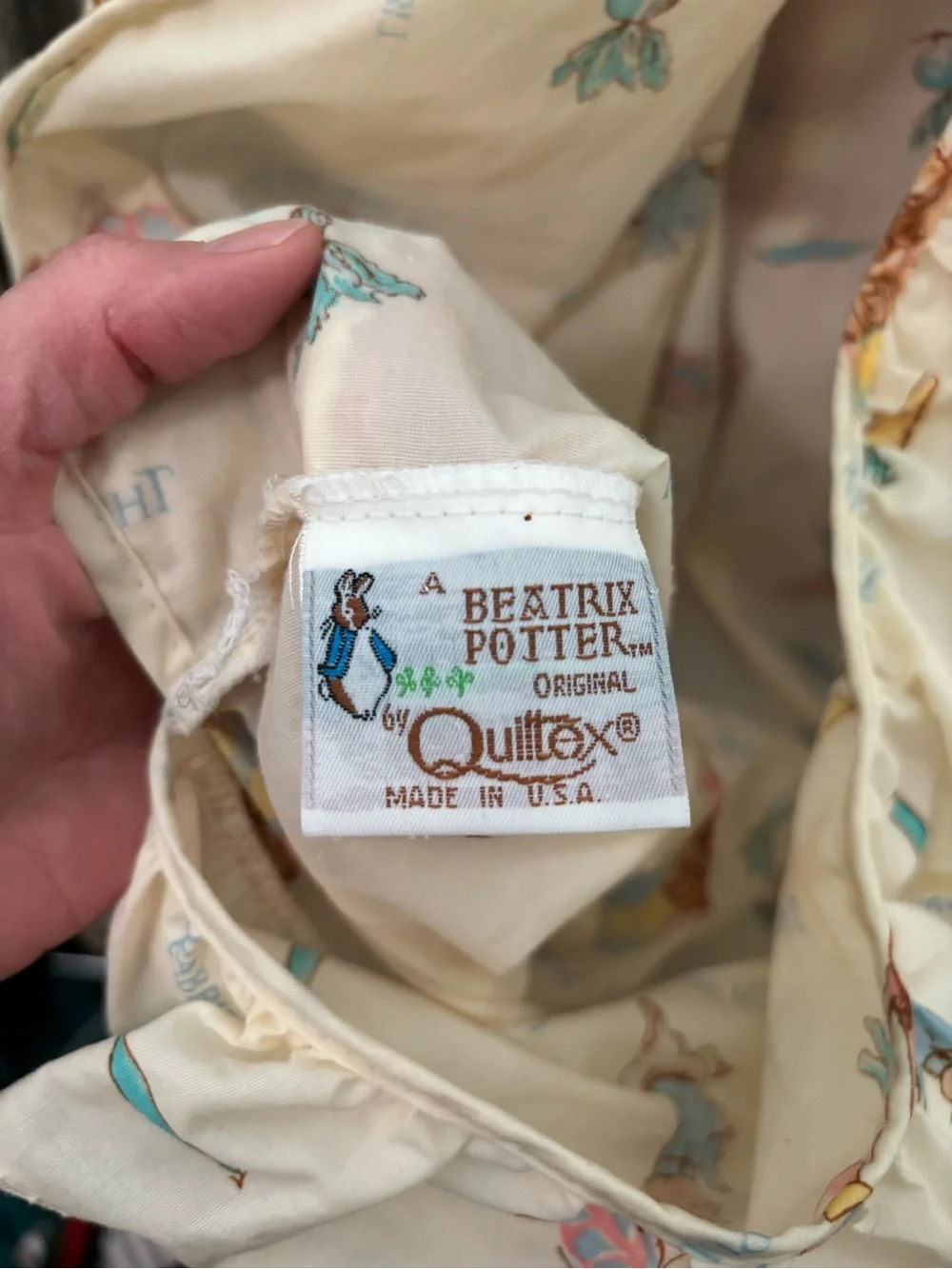 Beatrix Potter Quiltex Cream Ruffled Diaper Stacker Pastel Storybook Print